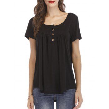 

Half Placket Plain Short Sleeve Tee, Black
