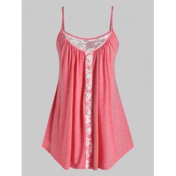 

Plus Size Lace Insert Tank Top, Red