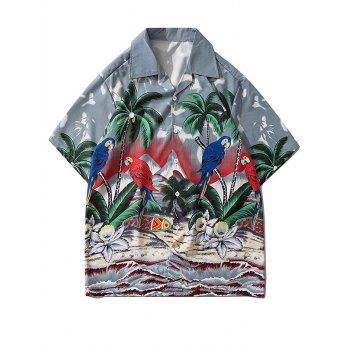 

Palm Tree Parrot Beach Scenery Shirt, Gray cloud