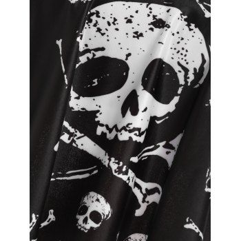 Skull Print Bowknot Detail Padded Tankini Set