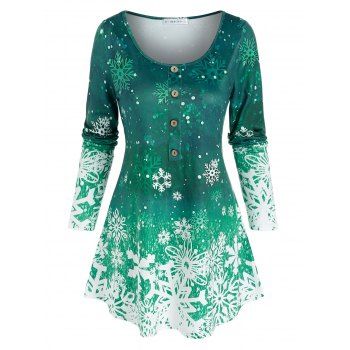 

Snowflake Print Swing T Shirt, Deep green