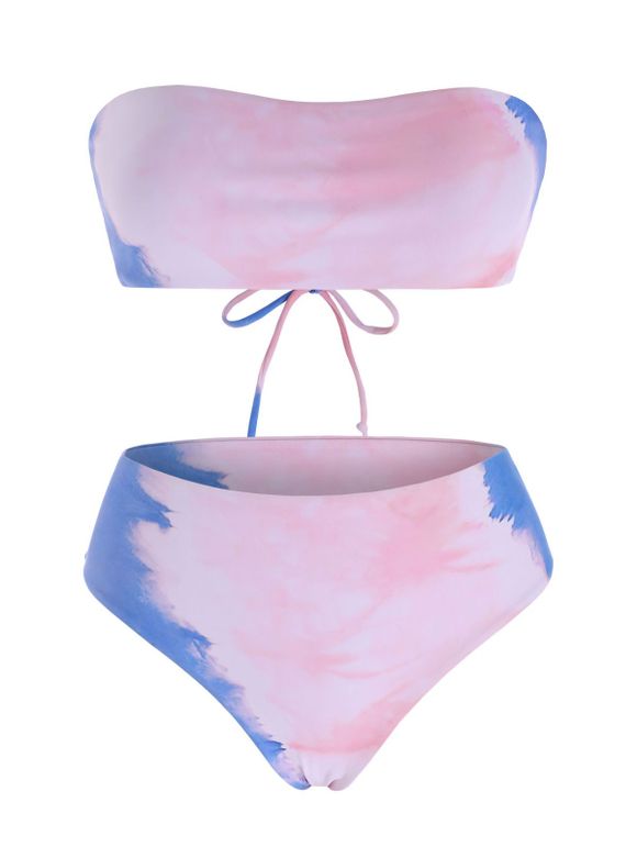 Maillot de Bain Bikini Bandeau Teinté à Lacets - multicolor S