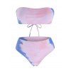 Maillot de Bain Bikini Bandeau Teinté à Lacets - multicolor L