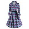 Robe Ceinturée à Tartan avec Bouton - Vert profond 2XL