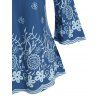 T-shirt Tunique Décontracté Motif de Fleur de Grande Taille - Bleu L