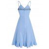 High Low A Line Dress Ruffle Low Cut Surplice Lace Insert Overlap Strappy Dress - LIGHT BLUE XXXL