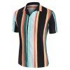 Chemise Rayée Contrastée à Manches Courtes - multicolor XL