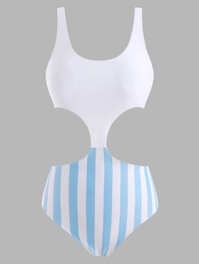 Tummy Control Monokini One-piece Swimsuit Striped Cutout One-piece Swimsuit