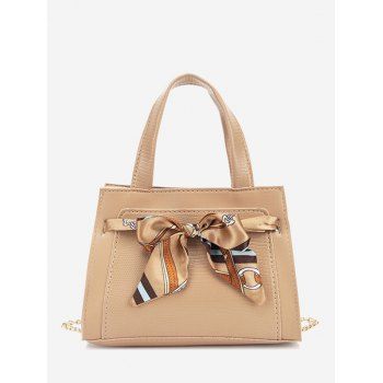 

Lizard Embossed Scarf Bowknot Tote Bag, Blanched almond