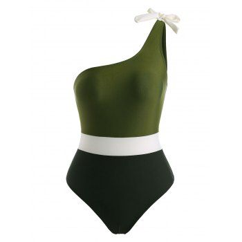 

One Shoulder Colorblock One-piece Swimsuit, Multicolor