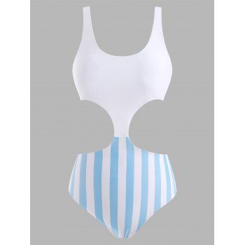 

Tummy Control Monokini One-piece Swimsuit Striped Cutout One-piece Swimsuit, White