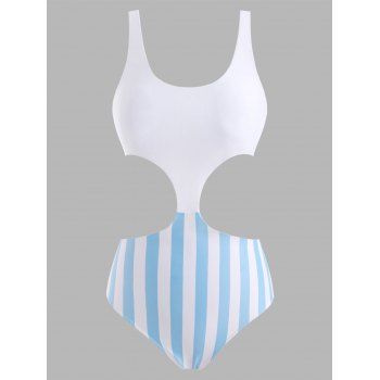 

Striped Cutout One-piece Swimsuit, White