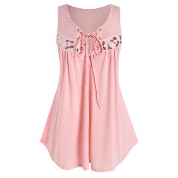 

Plus Size Sequins Butterfly Pattern Tank Top, Light pink