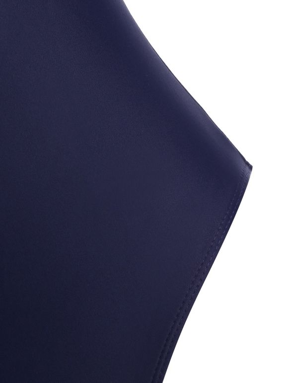 Maillot de Bain Croisé Ouvert en Arrière en Blocs de Couleurs Une-Pièce - Bleu profond M