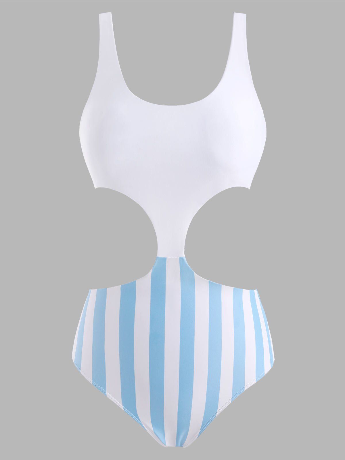 Tummy Control Monokini One-piece Swimsuit Striped Cutout One-piece Swimsuit - WHITE XL