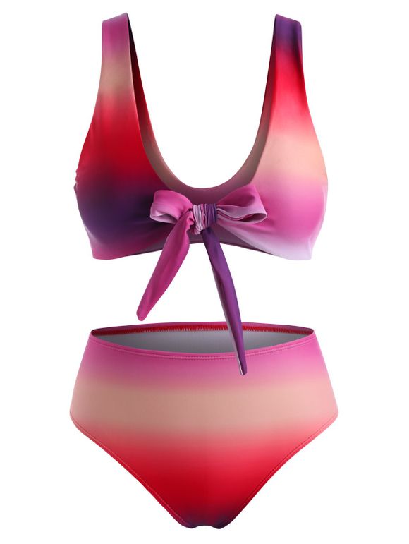 Maillot de Bain Bikini Rembourré Teinté Plongeant de Vacance - multicolor XL