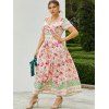 Plus Size Floral Twisted Slit Maxi Dress - LIGHT YELLOW L