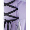 Colorblock Faux Twinset Dress Lace Up Mini Dress Ruched Surplice Contrast Godet Dress Sleeveless A Line Dress - LIGHT PURPLE XXL