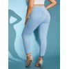 Colored High Waisted Plus Size Skinny Pants - LIGHT BLUE XL
