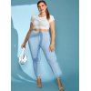 Colored High Waisted Plus Size Skinny Pants - LIGHT BLUE XL