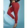 Pantalon Moulant Coloré à Taille Haute de Grande Taille - Rouge XL