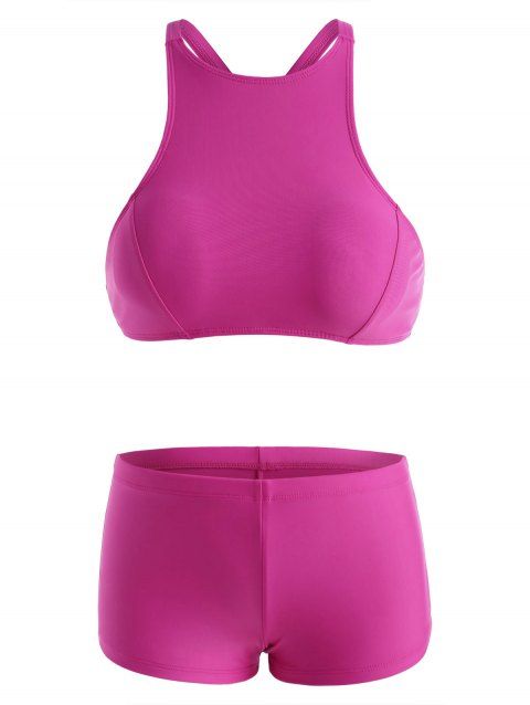 Maillot de Bain Bikini Croisé à Col Haut