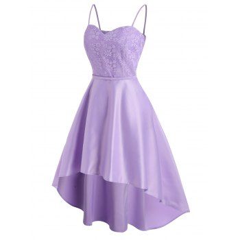 

Flower Lace High Low Midi Party Dress, Light purple