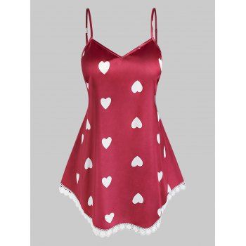 

Plus Size Heart Printed Cami Tank Top, Red