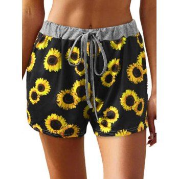 

Sunflower Contrast Waistband Drawstring Shorts, Black
