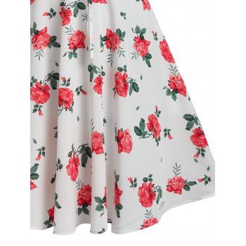 Summer Vacation Cold Shoulder Floral Print Cinched Mini Dress