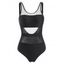 Mesh Insert Backless One-piece Swimsuit - BLACK L