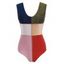 Maillot de Bain Brillant Métallique en Blocs de Couleurs Une-Pièce - multicolor M