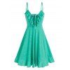 Robe d'Eté à Bretelles Volantée à Lacets en Ligne A - Vert clair XL