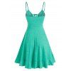 Ruffle Lace Up A Line Sundress Plunge Summer Strappy Heathered Cami Dress - LIGHT GREEN XXL