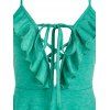 Ruffle Lace Up A Line Sundress Plunge Summer Strappy Heathered Cami Dress - LIGHT GREEN XXL