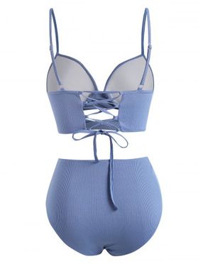 Ribbed Twist Cutout Push Up Tankini Swimwear