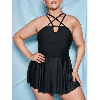 

Plus Size Caged Cutout One-piece Swimsuit, Black