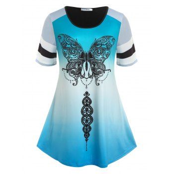 

Plus Size Butterfly Print Ombre Tee, Multicolor