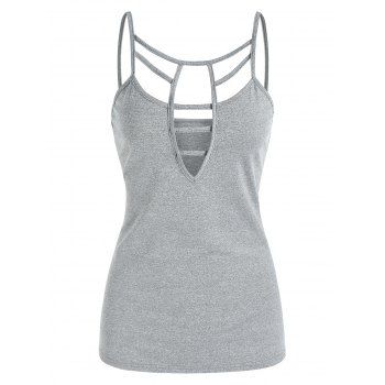 

Hollow Out Cami Tank Top, Gray