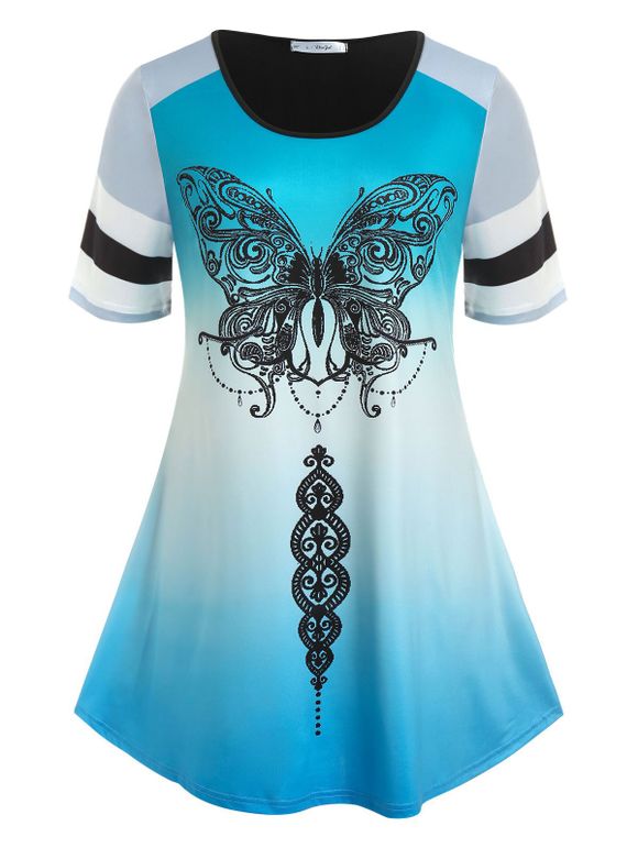 T-shirt de Grande Taille Imprimé D'ombre de Paipillon - multicolor 5X