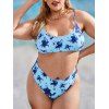 Maillot de Bain Bikini Teinté à Jambe Haute de Grande Taille - Bleu clair 4XL