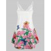 Plus Size Butterfly Flower Printed Cami Tank Top - WHITE 5X