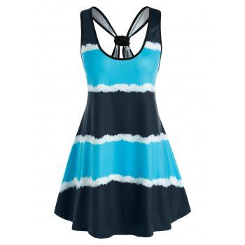 

Plus Size Tie Dye Back Knot Tank Top, Multicolor