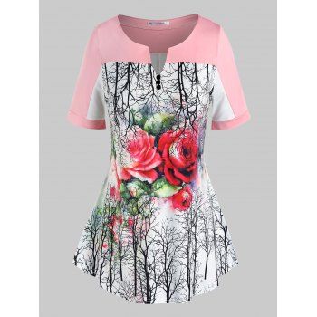 

Plus Size Floral Tree Print Tunic Tee, White