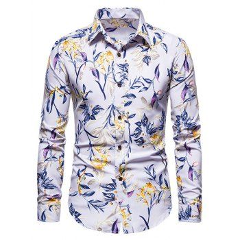 

Leaves Flower Print Long Sleeve Shirt, Mauve