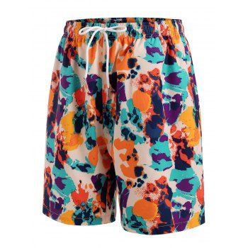 

Drawstring Colorful Print Casual Shorts, Multicolor