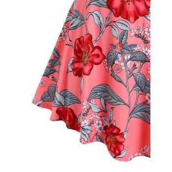 Plus Size Cutout Ruffle Floral Print Tank Top