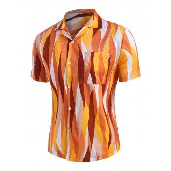 

Colorful Geometric Button Up Shirt, Yellow