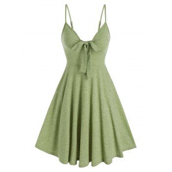 

Summer A Line Mini Cami Dress Front Bowknot Sleeveless Strappy Casual Dress, Light green