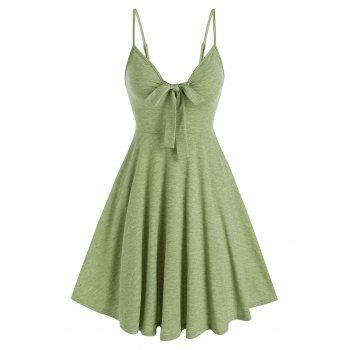 Casual Front Bowknot Flare Slip Dress фото
